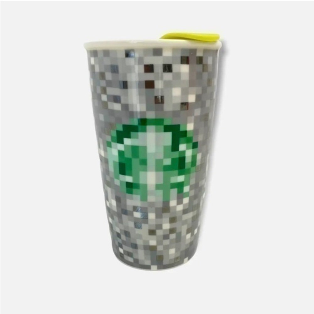 2012 STARBUCKS rare Rodarte Ceramic Pixel Mug Tumbler Travel Cup w Lid. 12oz
